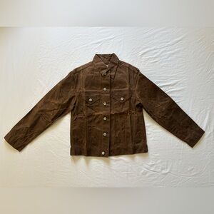 NWOT-Carre Label Brown Waxed Cotton Workwear Utility Jacket Vintage Style